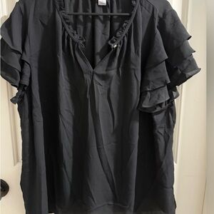 Liz Claiborne Black Ruffled Blouse